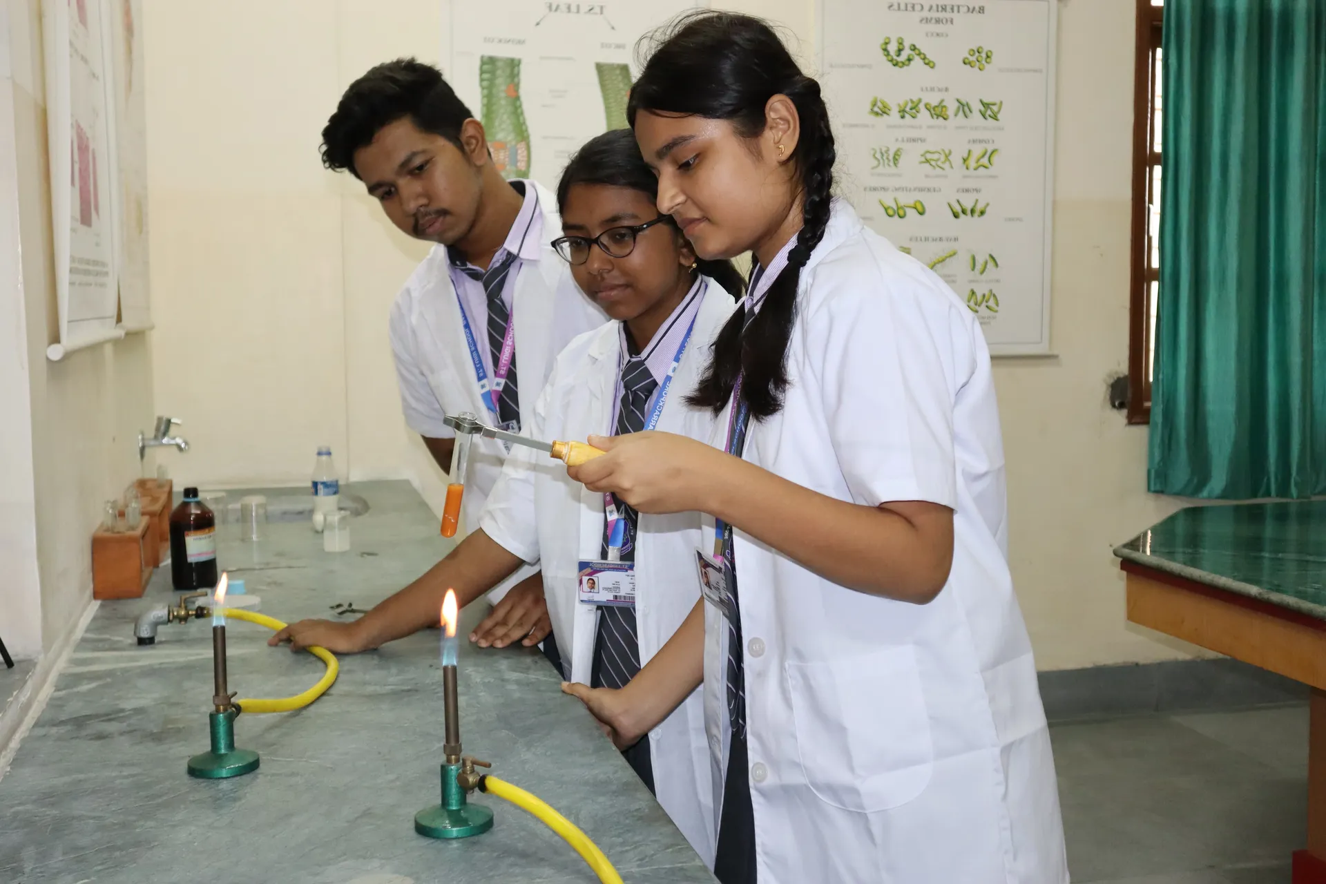 Students of St. Luigi School, Barrackpore working in the science laboratory